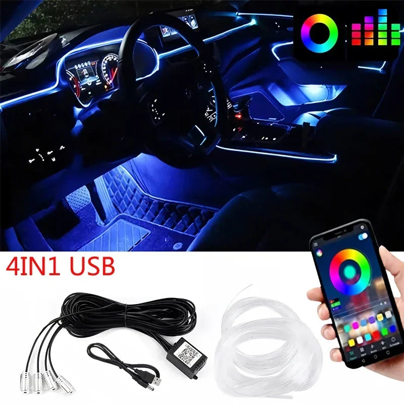 Flexible EL Wire Lights With App Control Ambient Atmosphere Strip Light