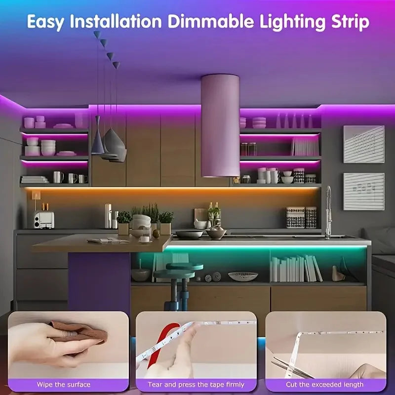USB 5050 RGB LED Strip With Remote Control, 44 Lighting