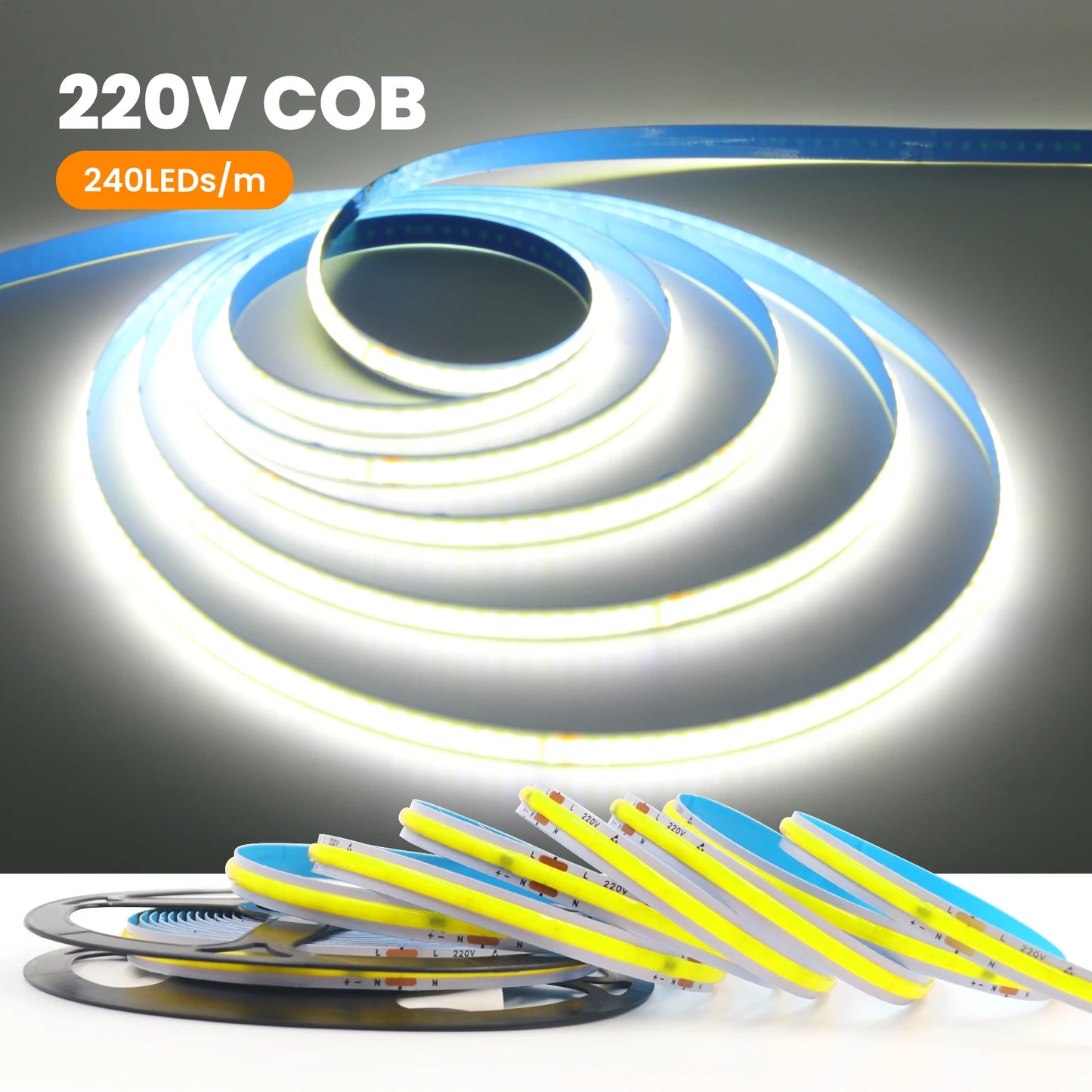 AC 220V COB Strip 240Leds/ Flexible Ribbon LED Light