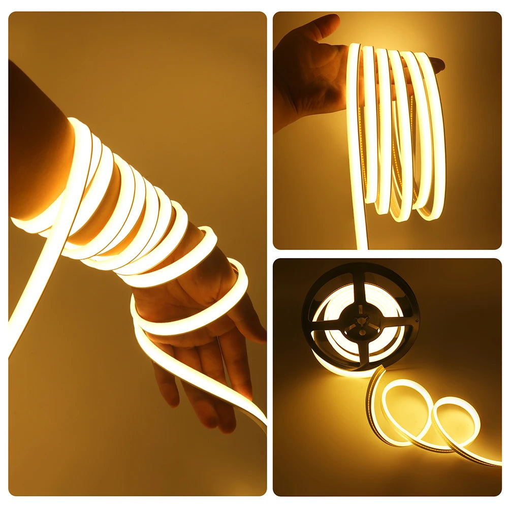 LED Neon Light Strip Solar 24V Waterproof 8 Modes 320LED
