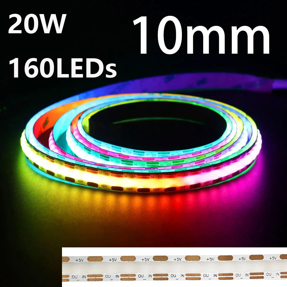 Full Color COB Smart LED Strip Light DC 5V 12V Individually