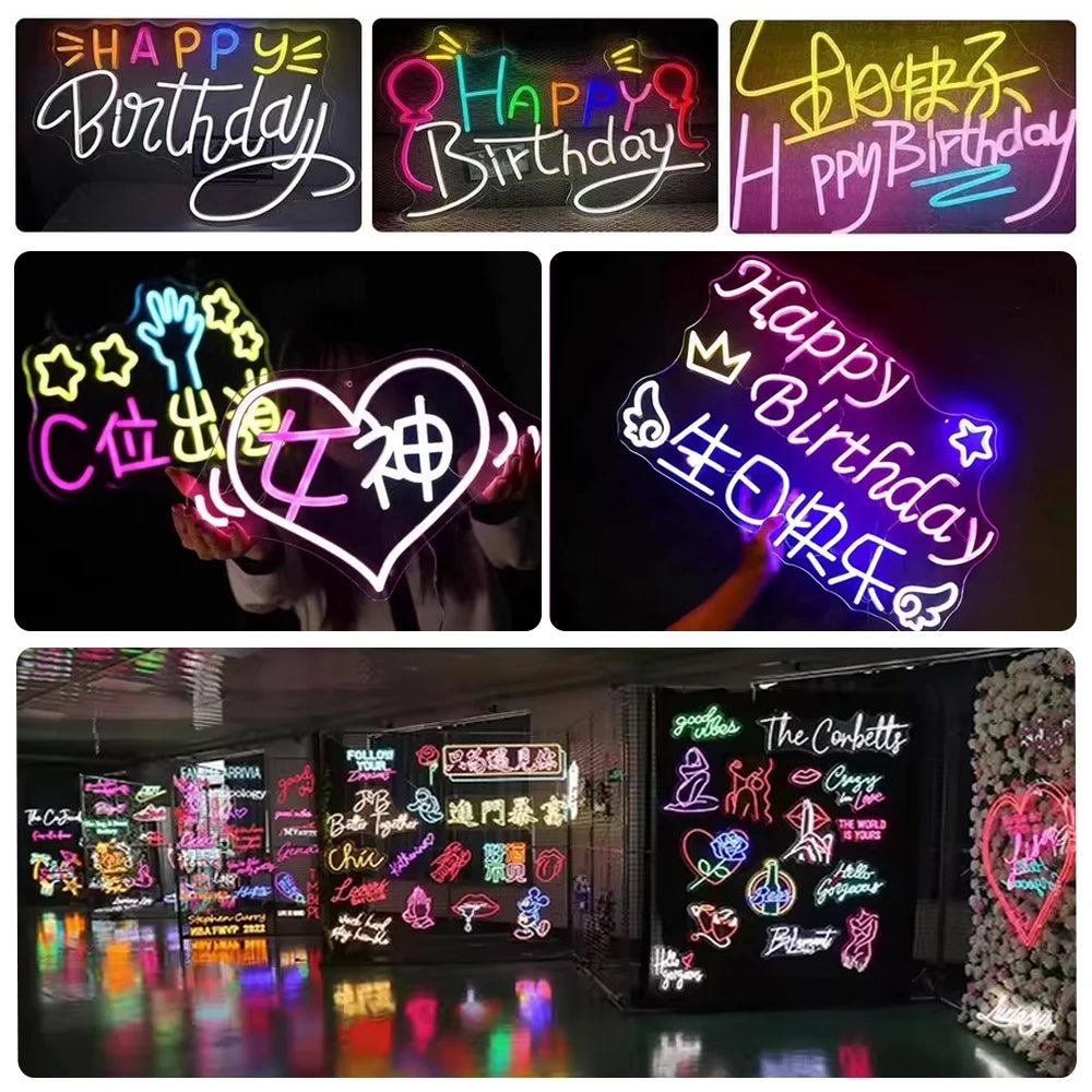 12 Colors DIY Neon Light DC5V S Shape LED Strip Lights