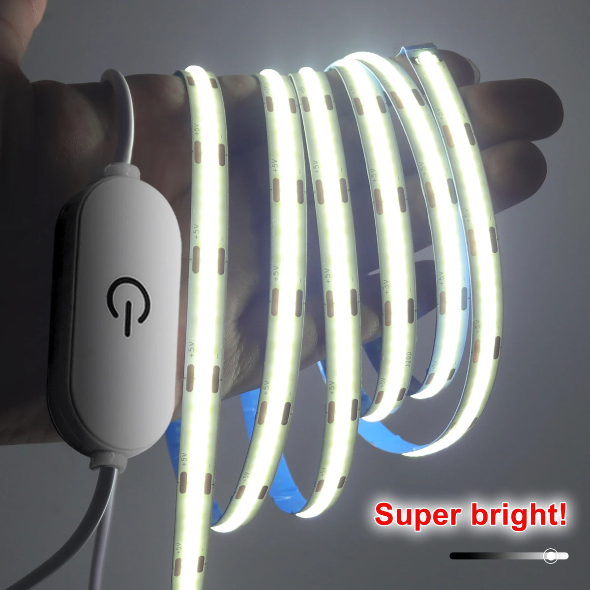 LED COB Strip Light Touch Dimmer Switch Flexible Diode Tape 5V USB Indoor Lamp