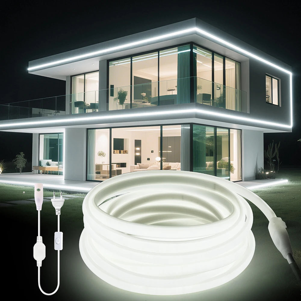 220V COB LED Neon Strip Light Switch ON/OFF EU Plug