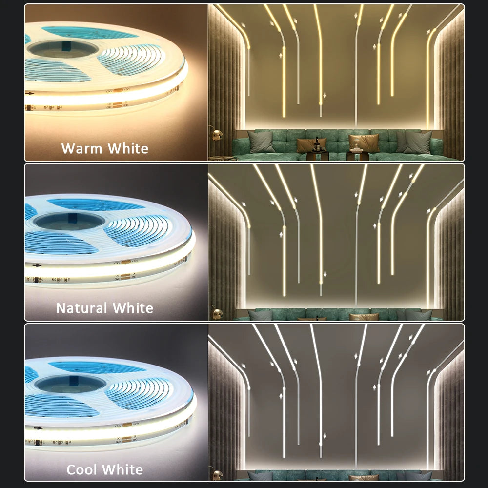 24V Horse Race Running Water Strip Light COB Flexible Ribbon