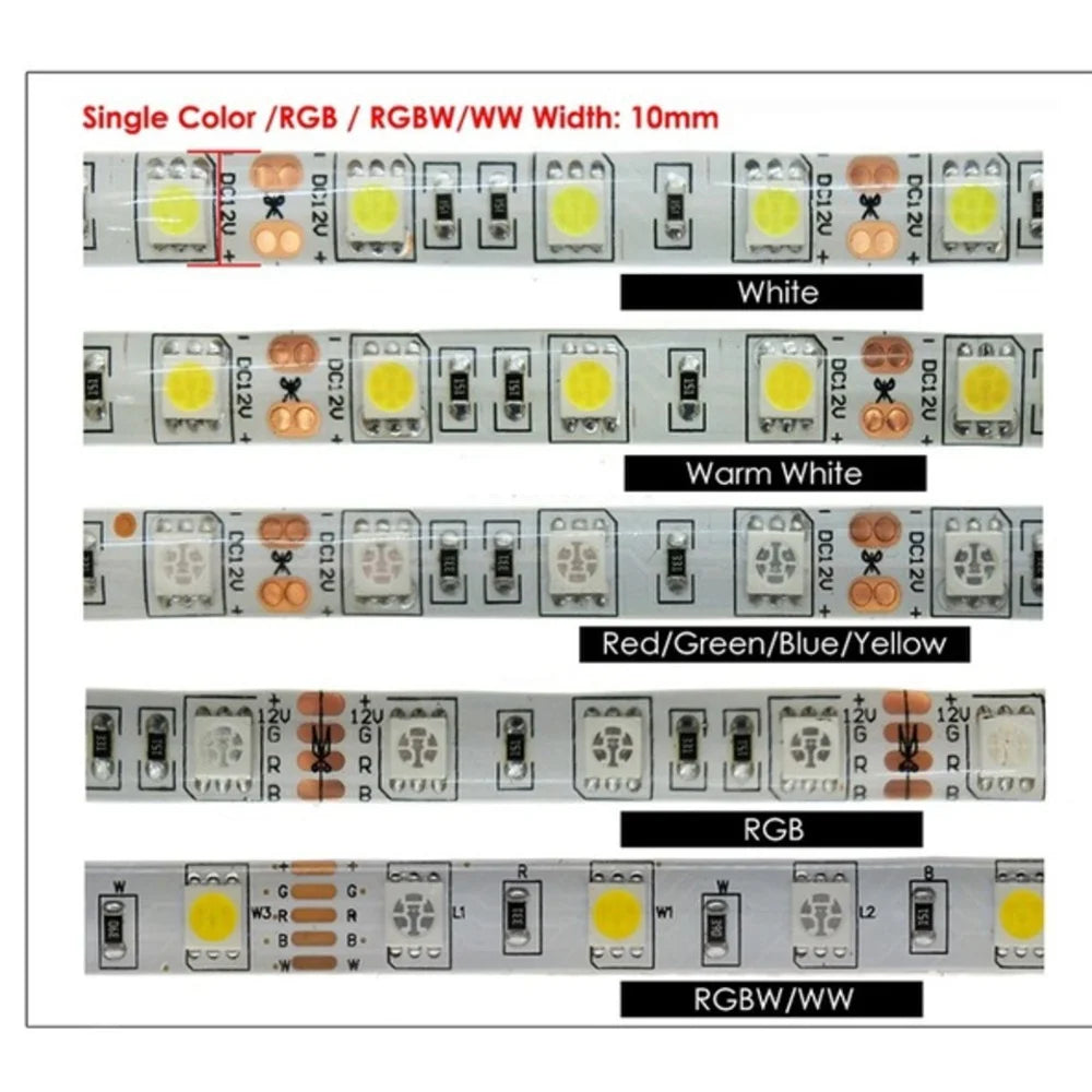 LED Strip 5050 DC 12V 24V RGB Warm White 5 Meter Flexible Light Stripe