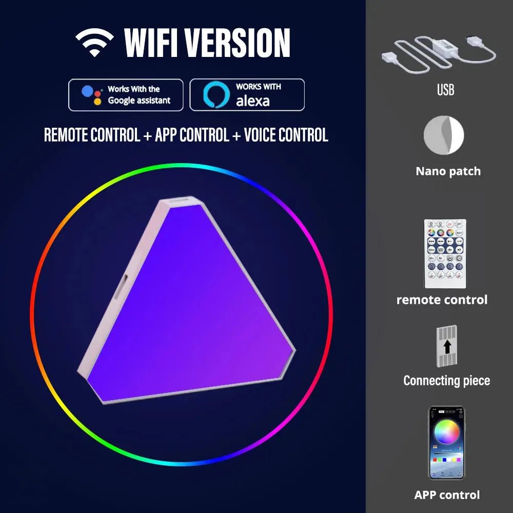LED smart WIFI triangle wall light RGB indoor atmosphere light APP