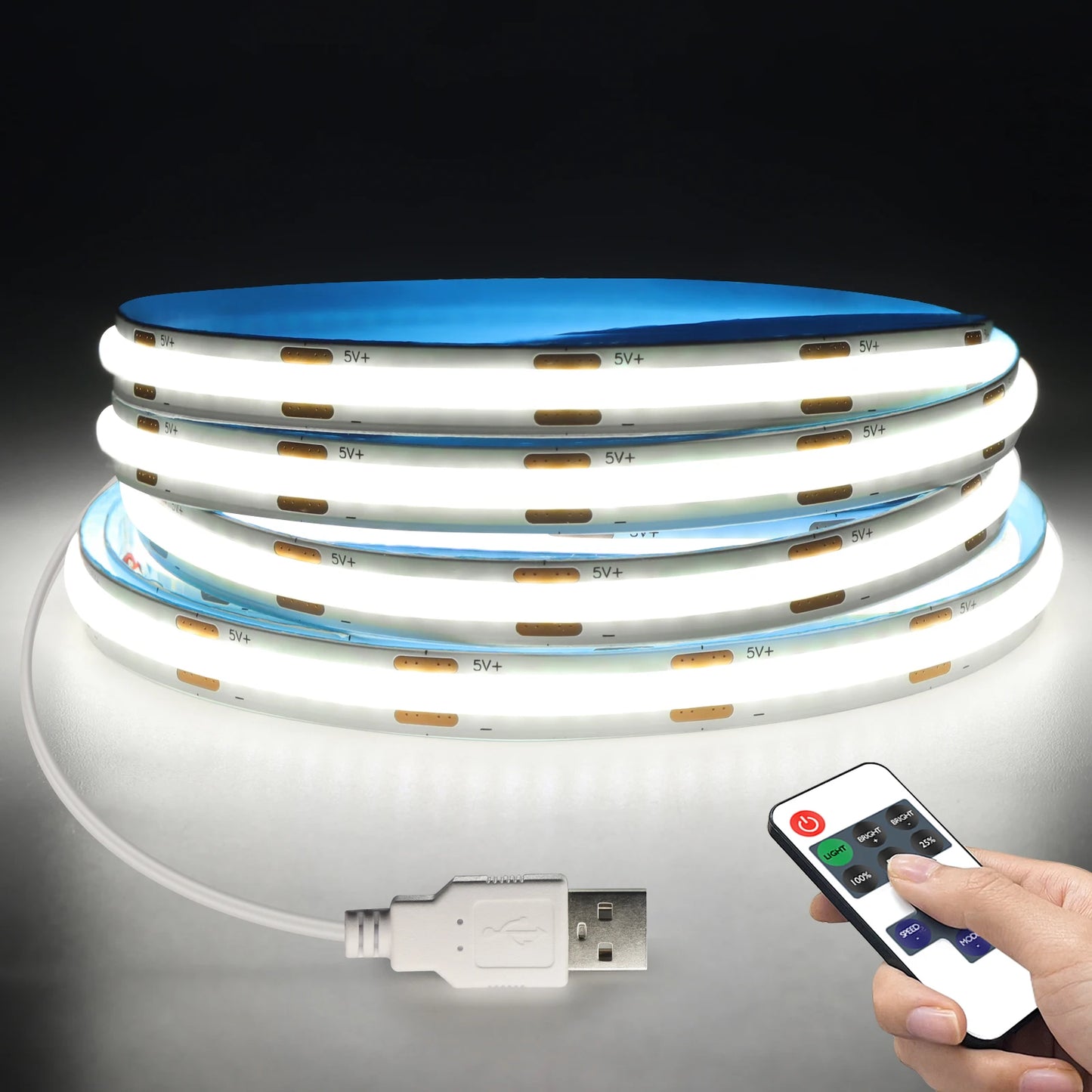 DC5V COB LED Strip with Dimmable Remote Control 2/3/5M