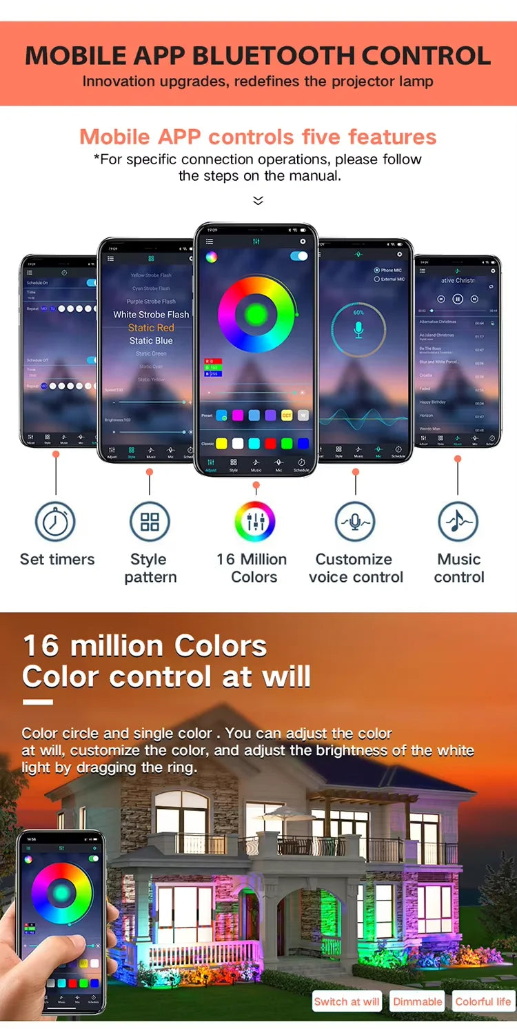 2/4/6/8PCS RGB Smart App LED Garden Lights