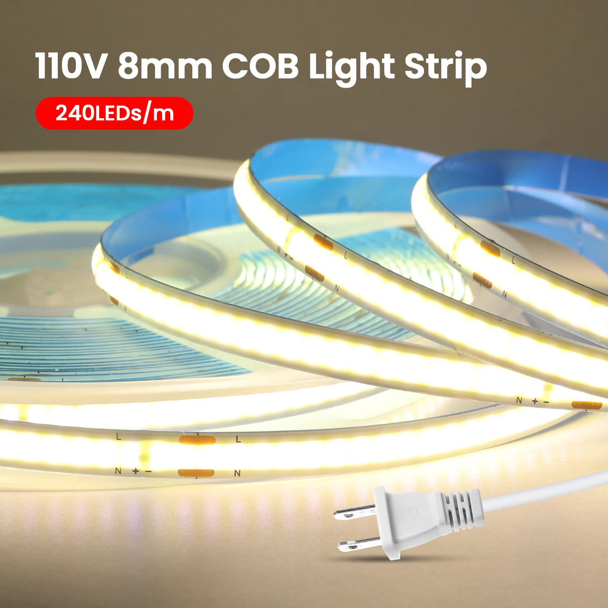 AC 110V 220V COB Strip PCB 8MM 240Leds For Home Decor