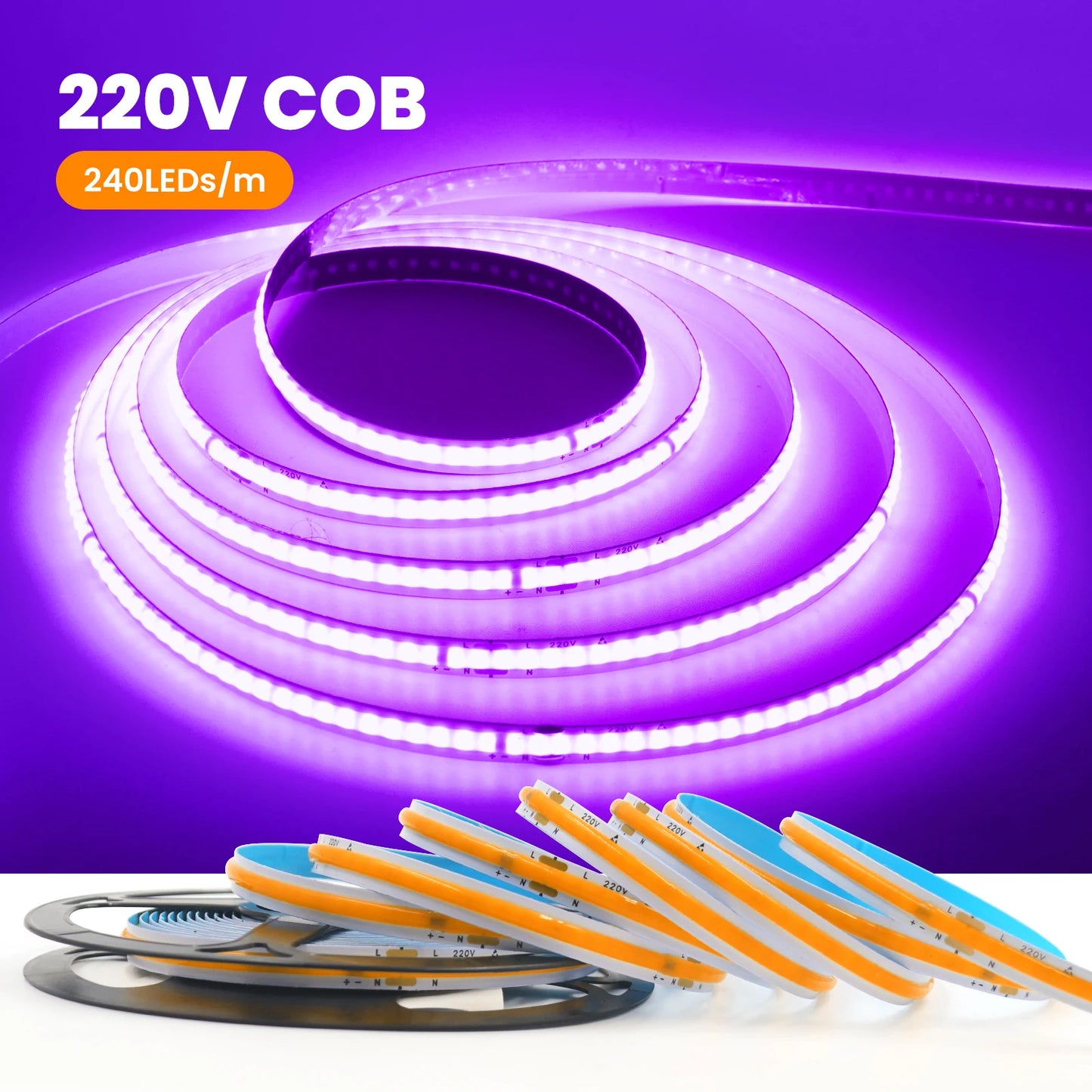 AC 220V COB Strip 240Leds/ Flexible Ribbon LED Light