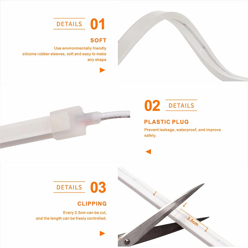 EU plug 12V/24V Neon Strip 1/2/3/5/10M Neon LED Strip Lighting