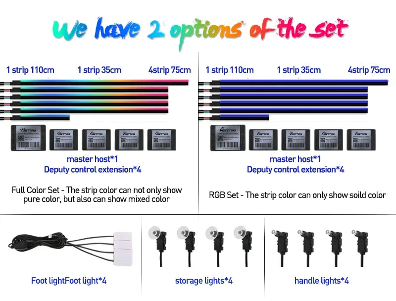22 In 1 Car Ambient Lights RGB 64 Color Universal LED Strip