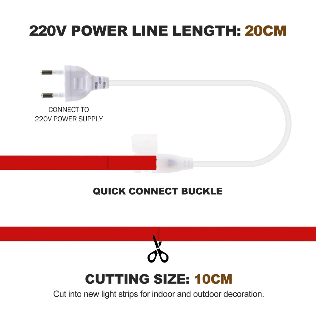 220V COB LED Strip IP65 Waterproof Flexible Tape Light