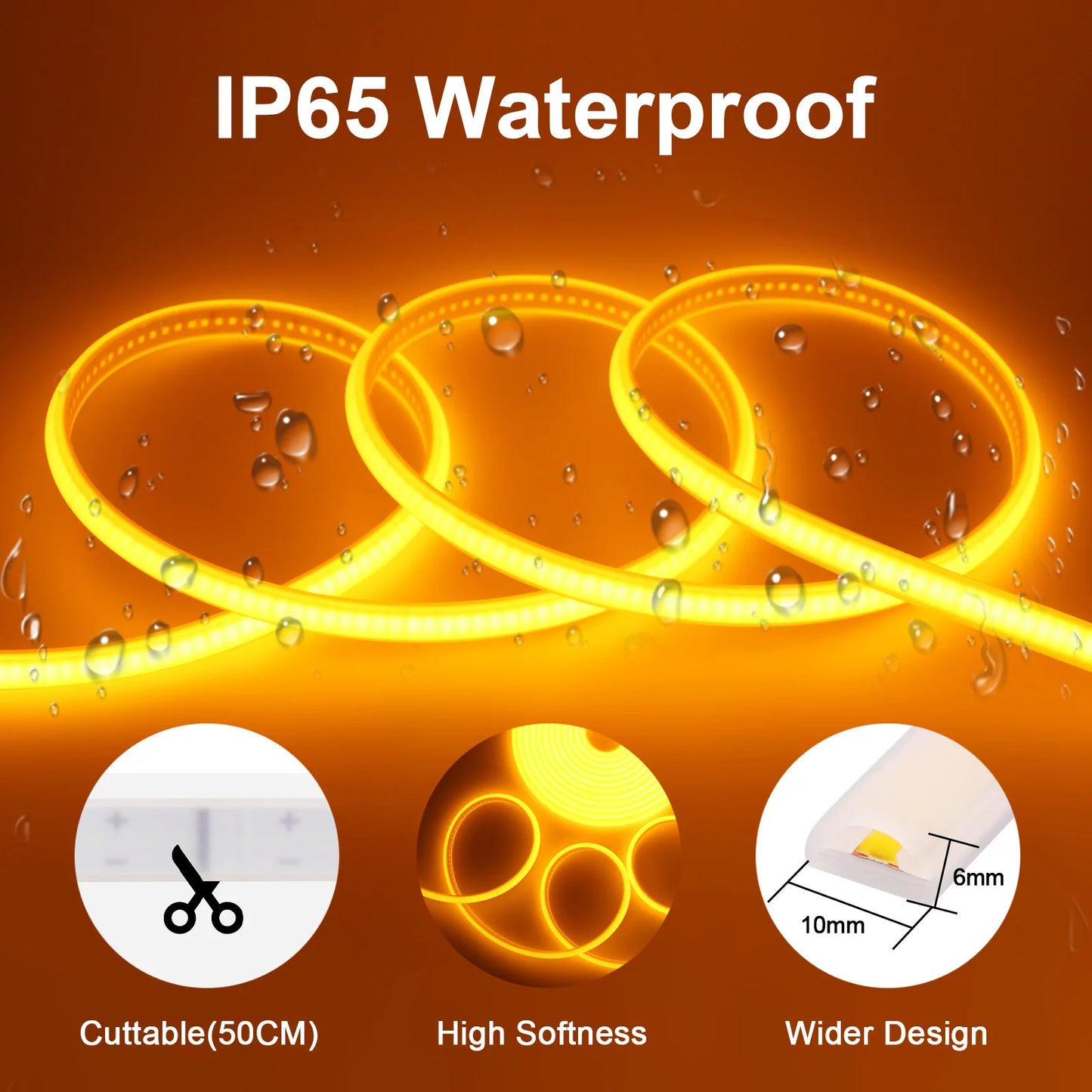 220V COB Neon Strip Light EU Plug Waterproof Outdoor