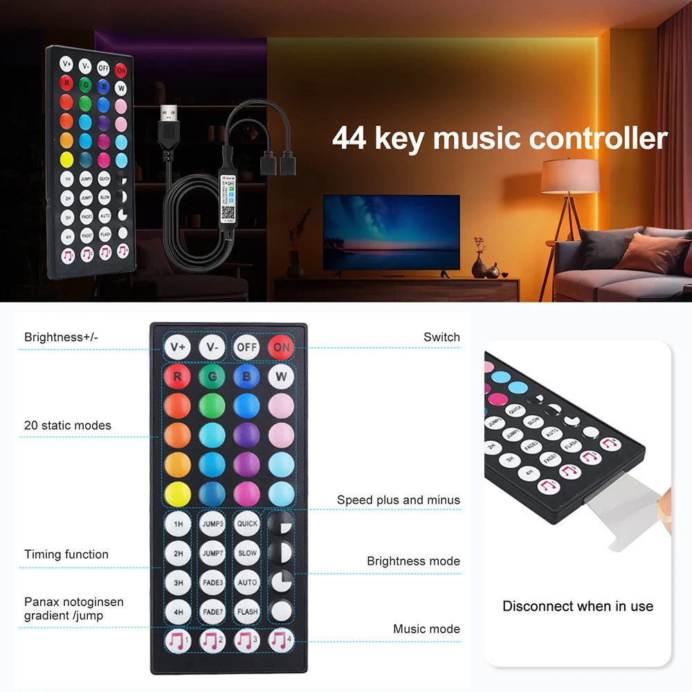 DC 5V USB RGB COB Light Strip 576LED/M Bluetooth APP 3key Controller