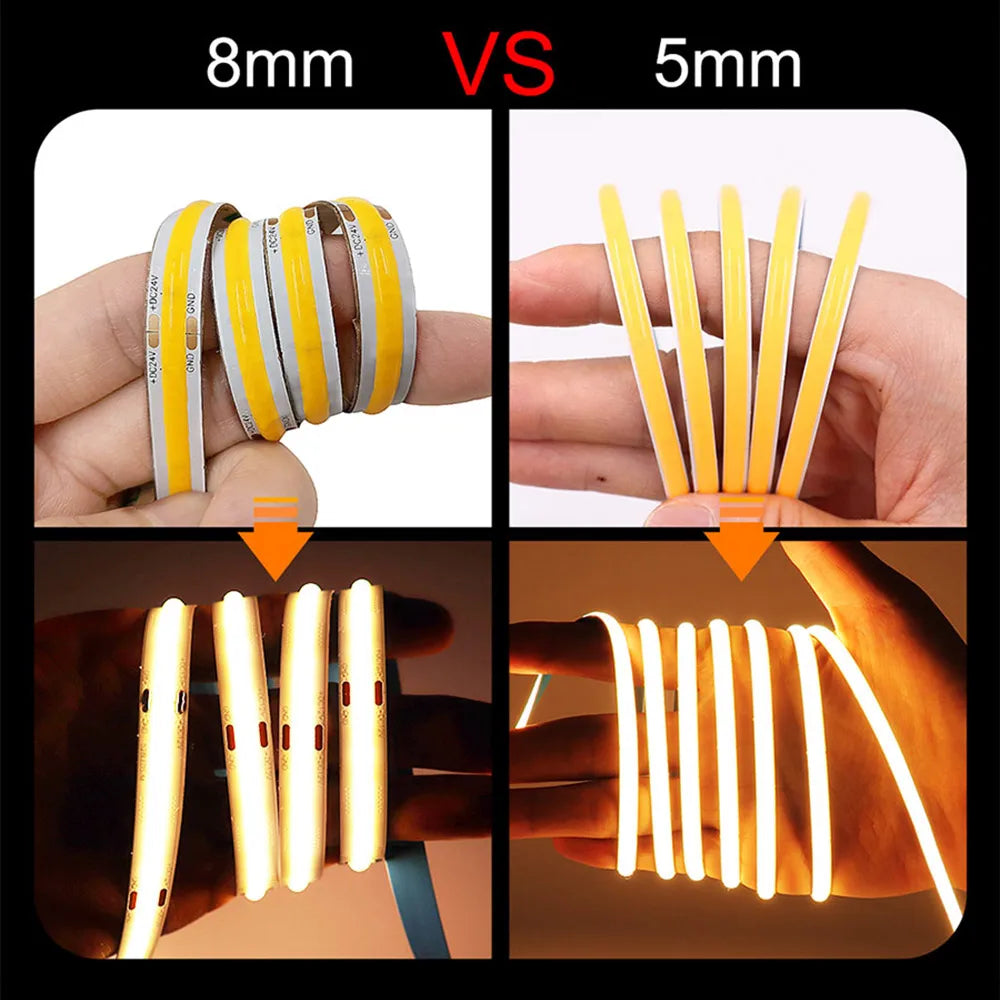 COB LED Strip 5mm 8mm 10mm Width LED Tape Bar Light