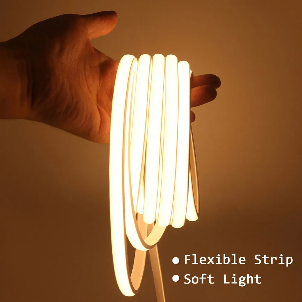 Dimmable COB LED Neon Strip Light 220V Dimmer Switch Power Kit