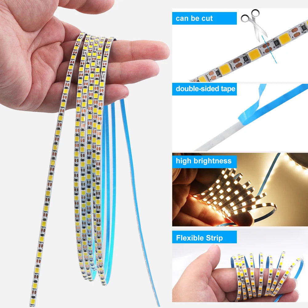 DC 5V 12V 24V Led Strip SMD 2835 120 180 240 LEDs/m Diode Tape