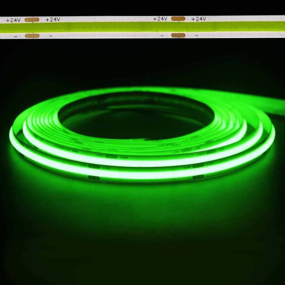 DC 24V Colour COB LED Strip Lights For Room 8mm 480LED/m High Density