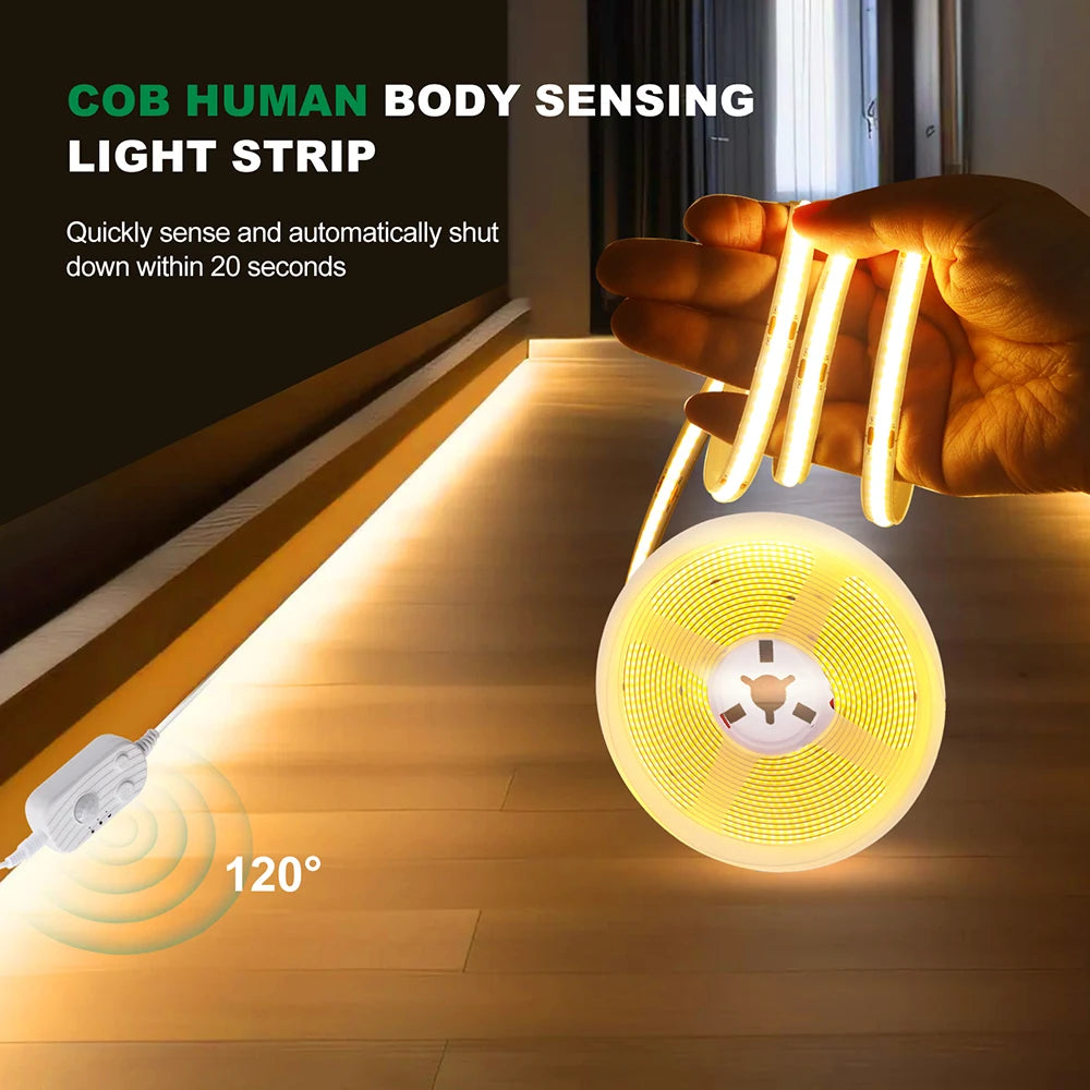 5V 3mm 5mm 8mm COB LED Strip Lights USB Motion Sensor