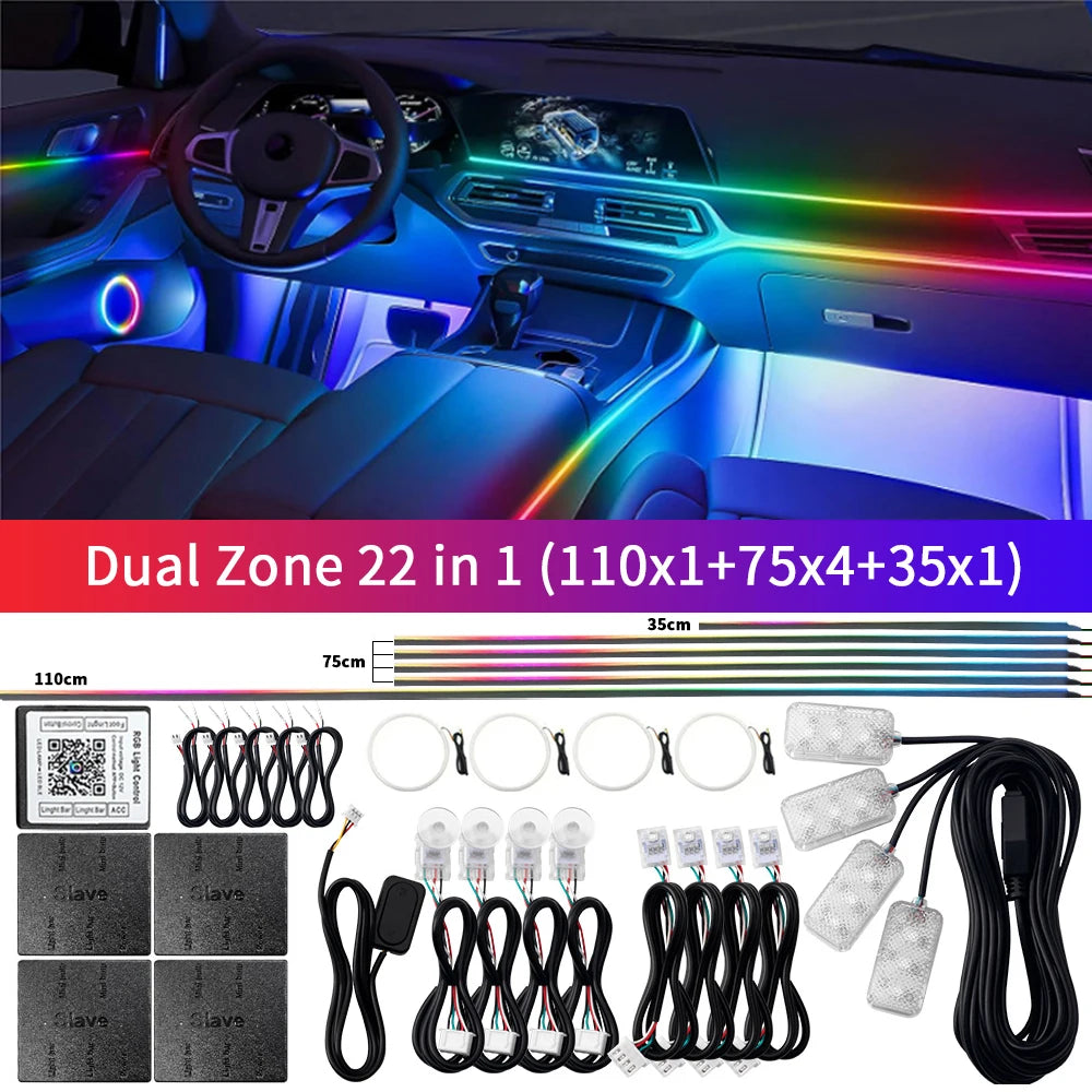 Dual Zone 18 in 1 Symphony RGB Car Ambient Light