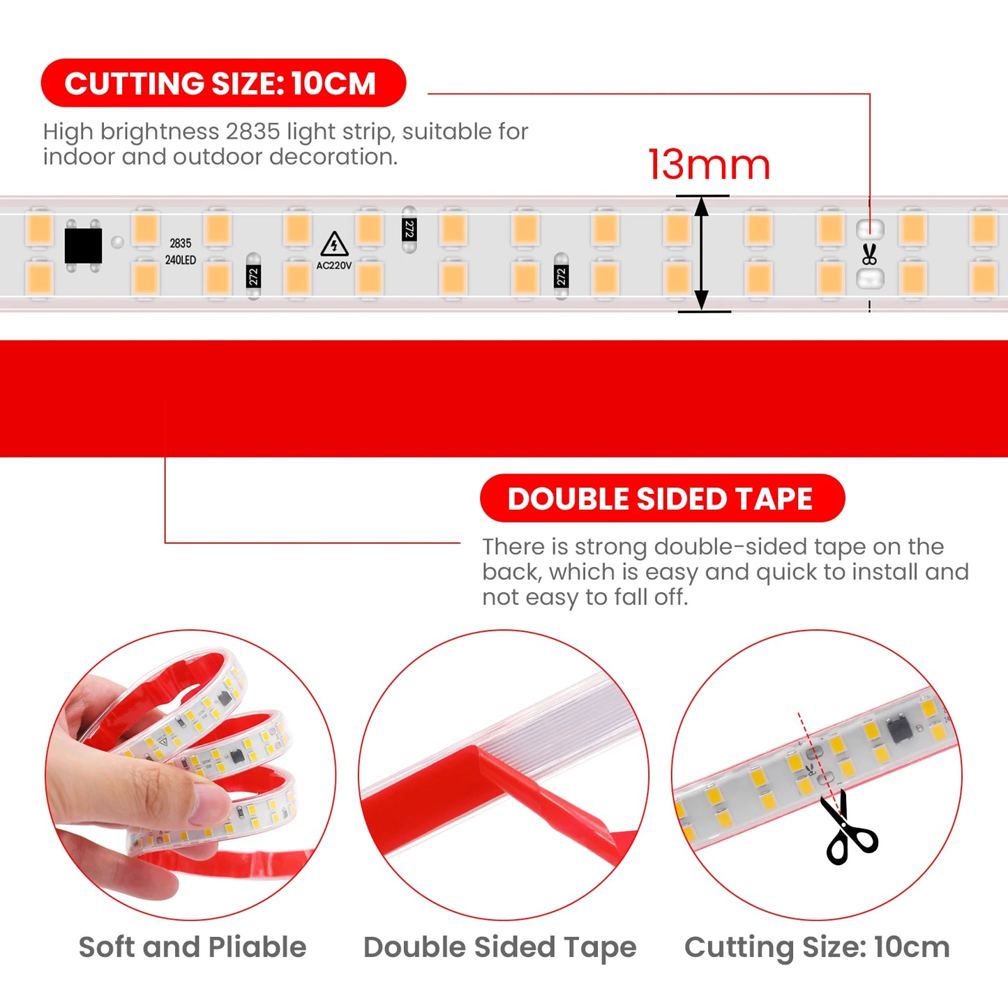230V 240LED/m Strip Light Wire Switch Power Kit