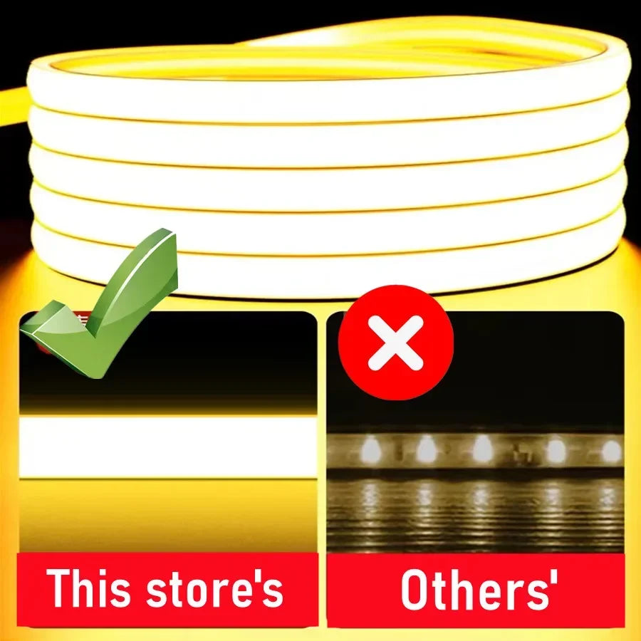 1-30M 220V COB LED Lamp Strip 288LEDs/m RA90 Outdoor IP65