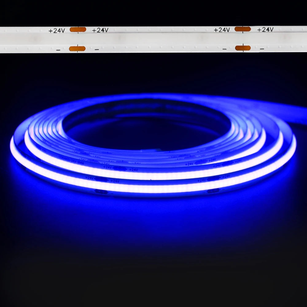 DC 24V Colour COB LED Strip Lights For Room 8mm 480LED/m High Density