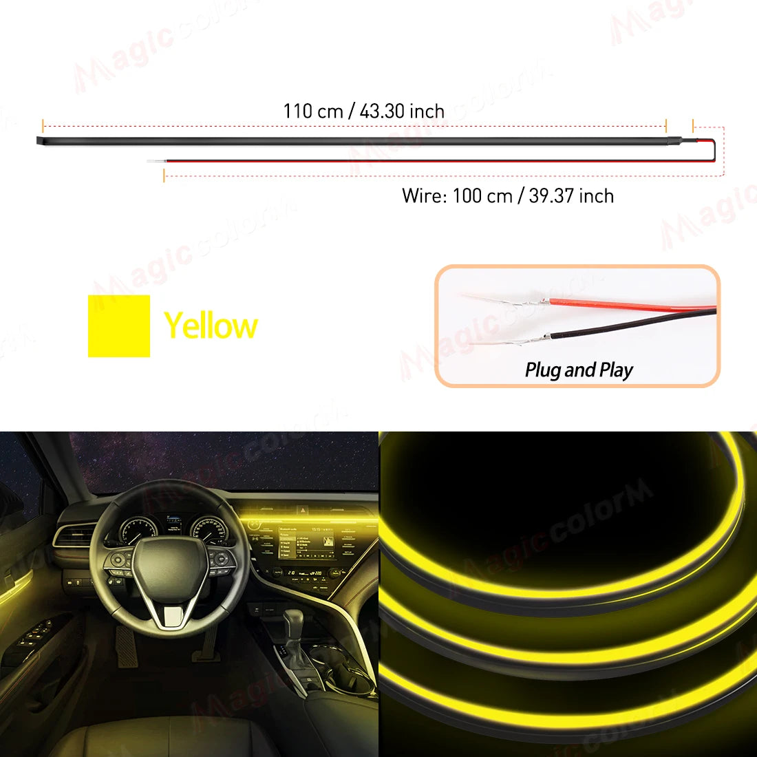 1.1M EL Wire Neon Ambient Light Car Interior Dashboard LED