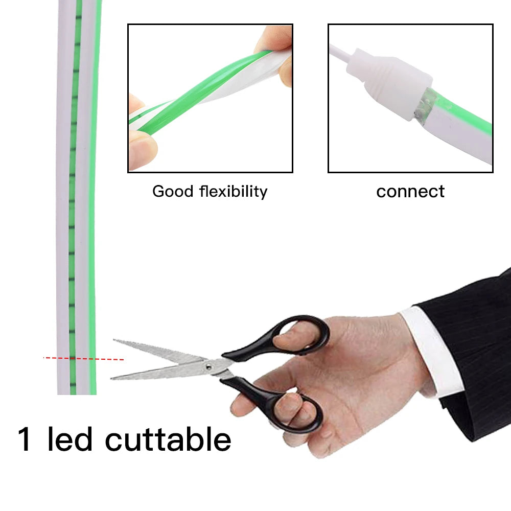 USB Neon LED Strip Light 5V 120LEDs Flexible Neon Rope Tape