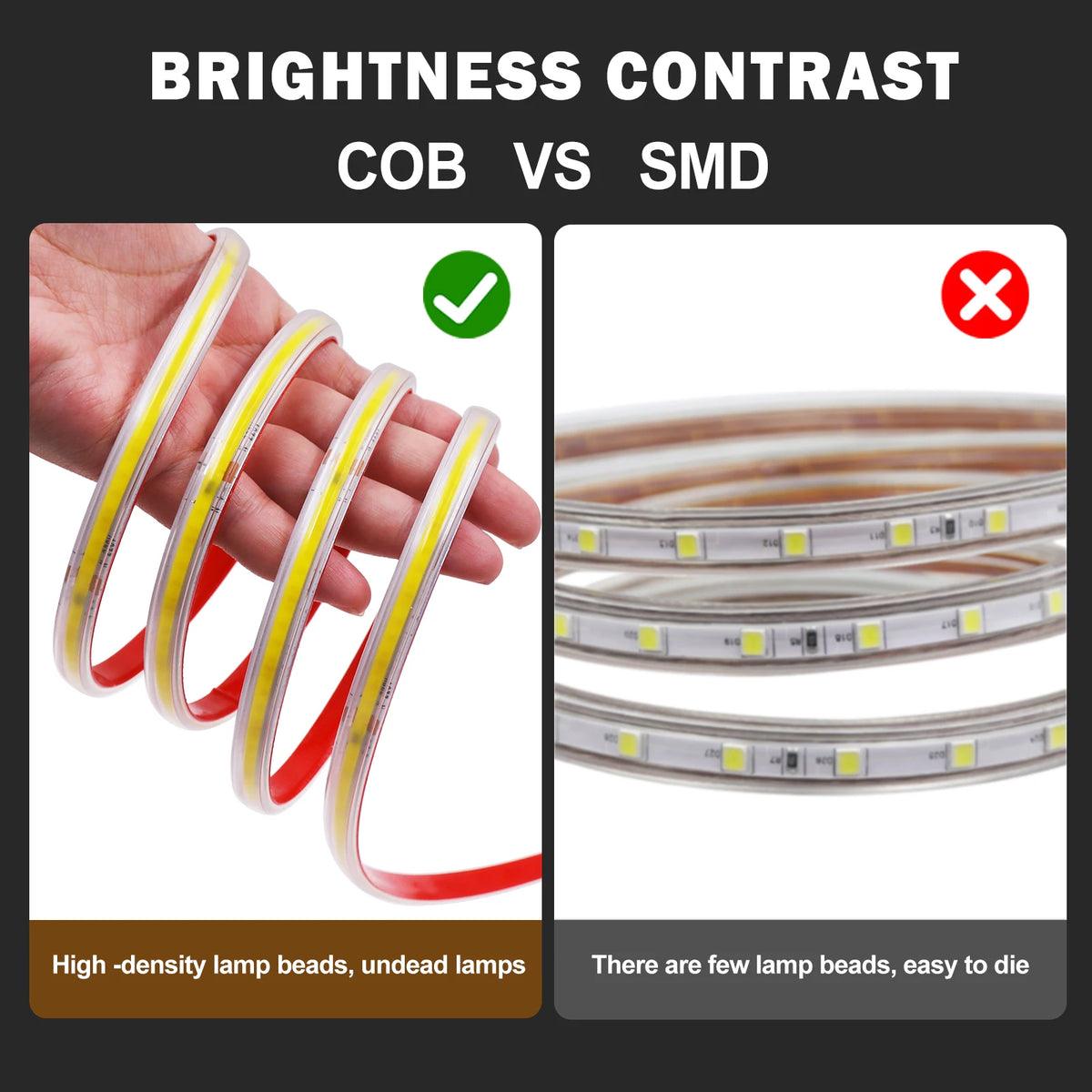 220V COB LED Strip IP65 Waterproof Flexible Tape Light