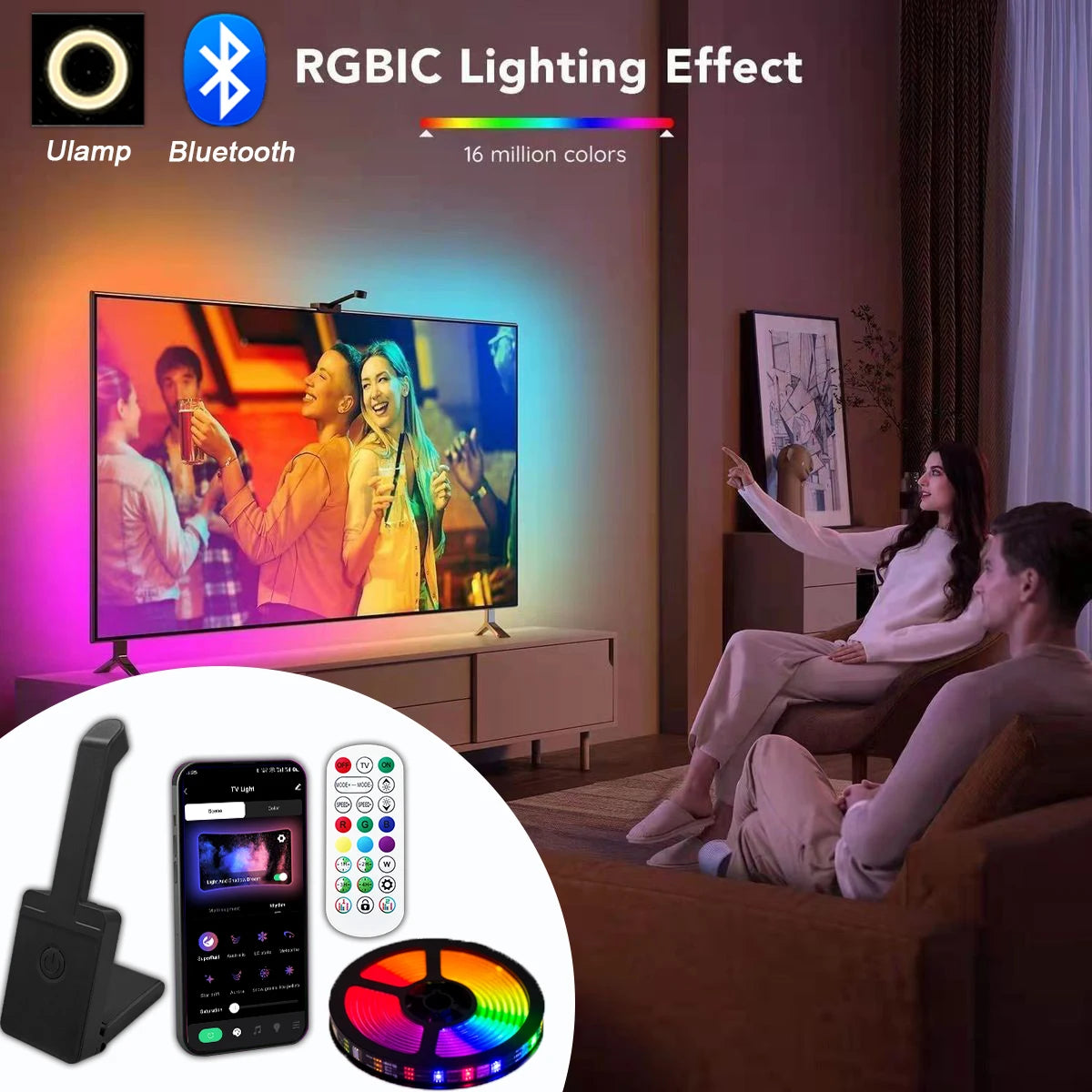 TV RGBIC LED Light Strip Camera TV Screen Synchronization