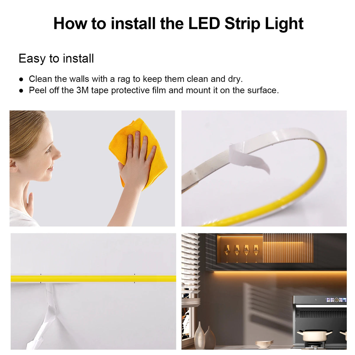 3mm 5mm 8mm COB LED Strip Light 5V 12V 320LEDs/m High Density