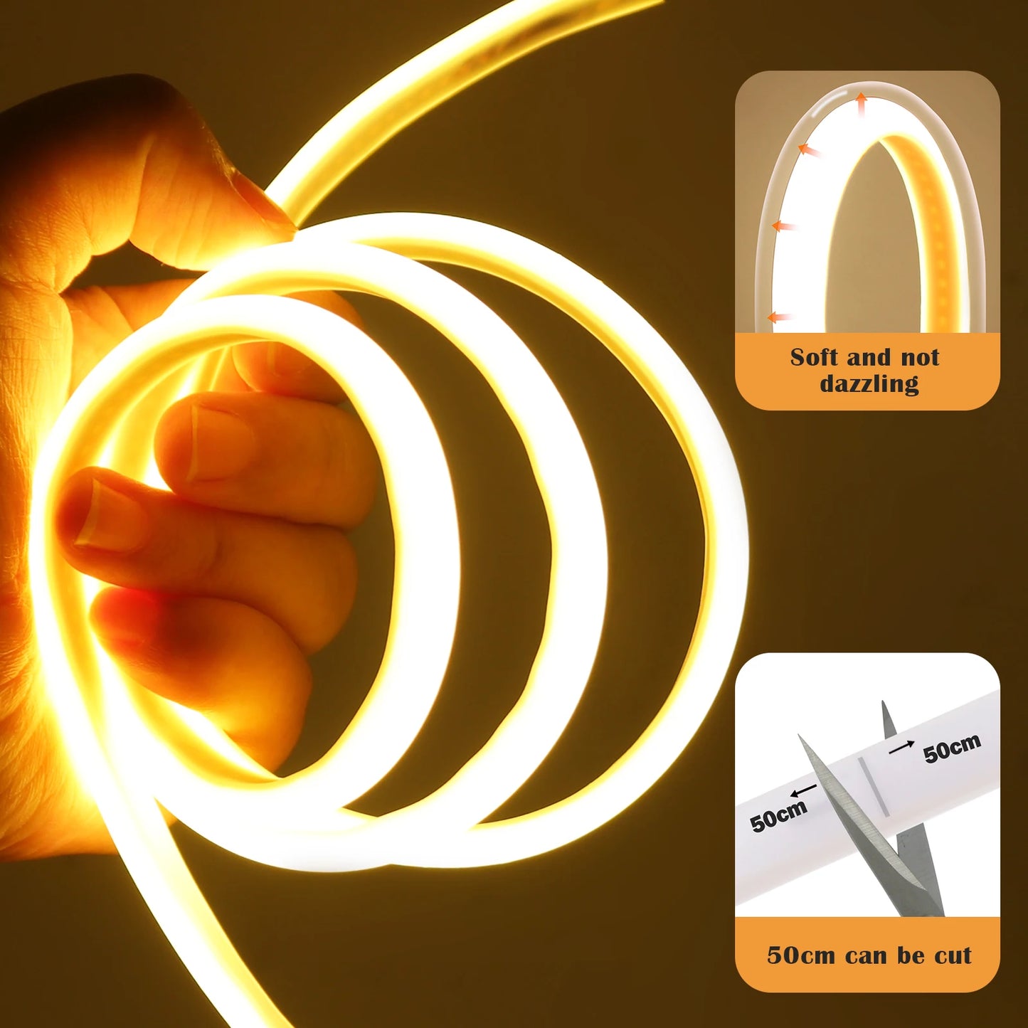 Dimmerable 220V COB Strip Flexible Ribbon LED Neon Light