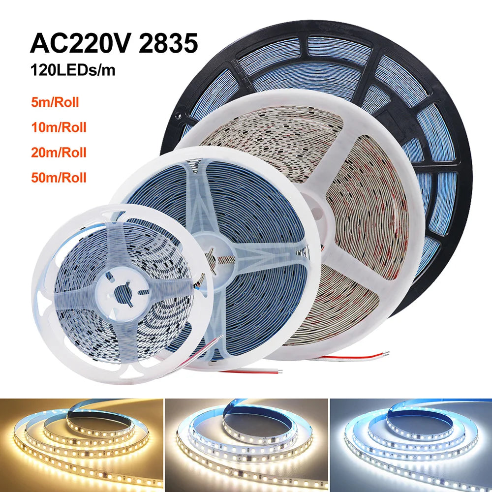 5m 10m 20m 50m Led Strip Light Adhesive Tape AC