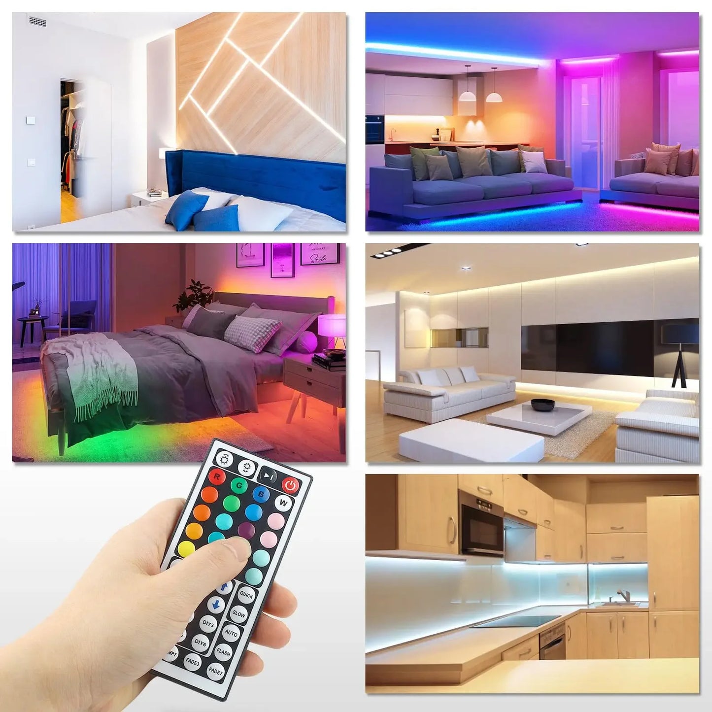 RGB LED Neon Lights with 44Keys Remote Flexible Neon Strip Lights