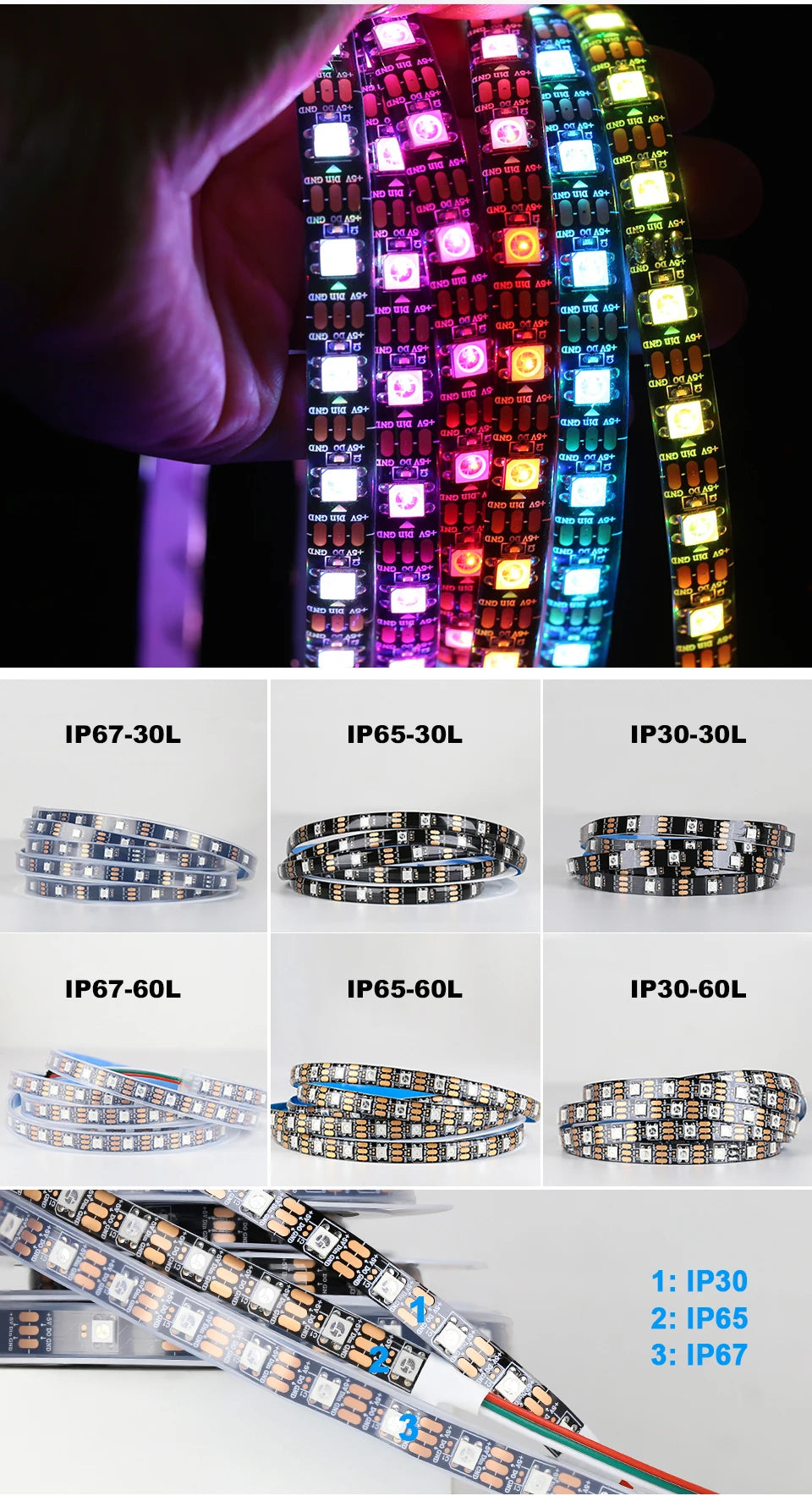 WS2812B Led Lights DC5V RGB Led Strip Light Individually Addressable