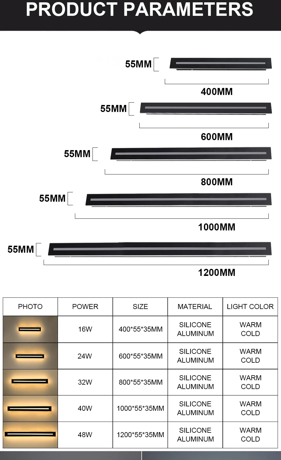 Waterproof IP65 LED Long Wall Sconce Lamp Garden Light