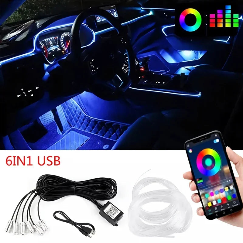 Flexible EL Wire Lights With App Control Ambient Atmosphere Strip Light