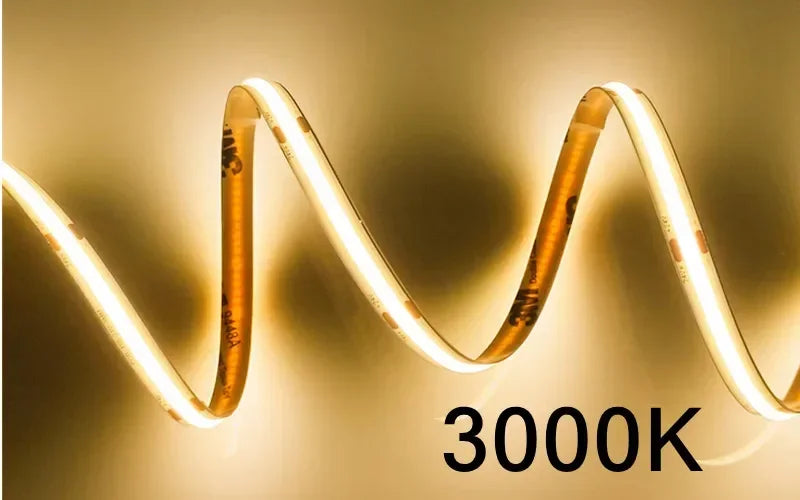 12V 24V COB LED Strip Ultra Thin 8MM Tape Light With DC Plug