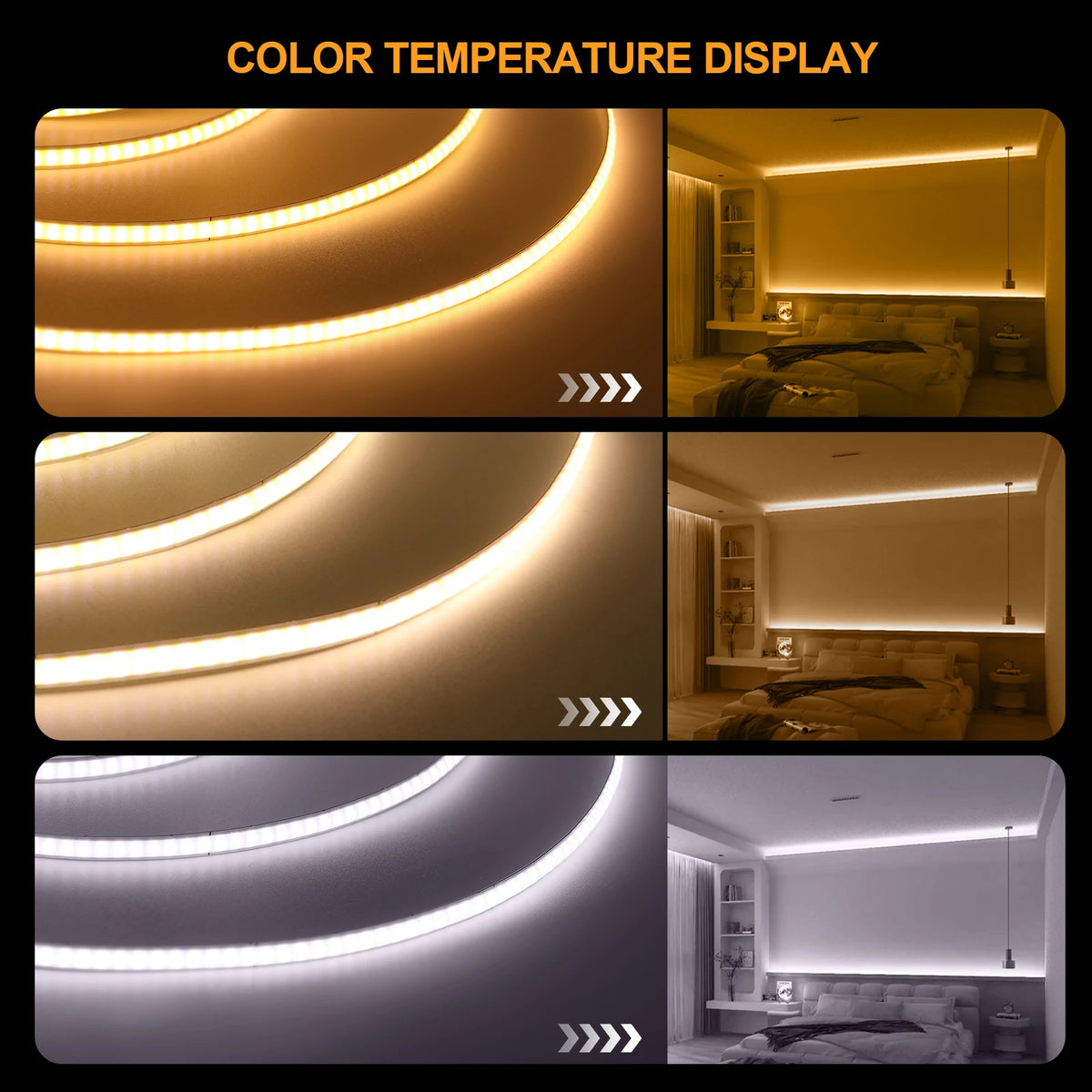 5V 12V 3MM 5MM 8MM FCOB LED Light Strips Bar Dimmable Tape