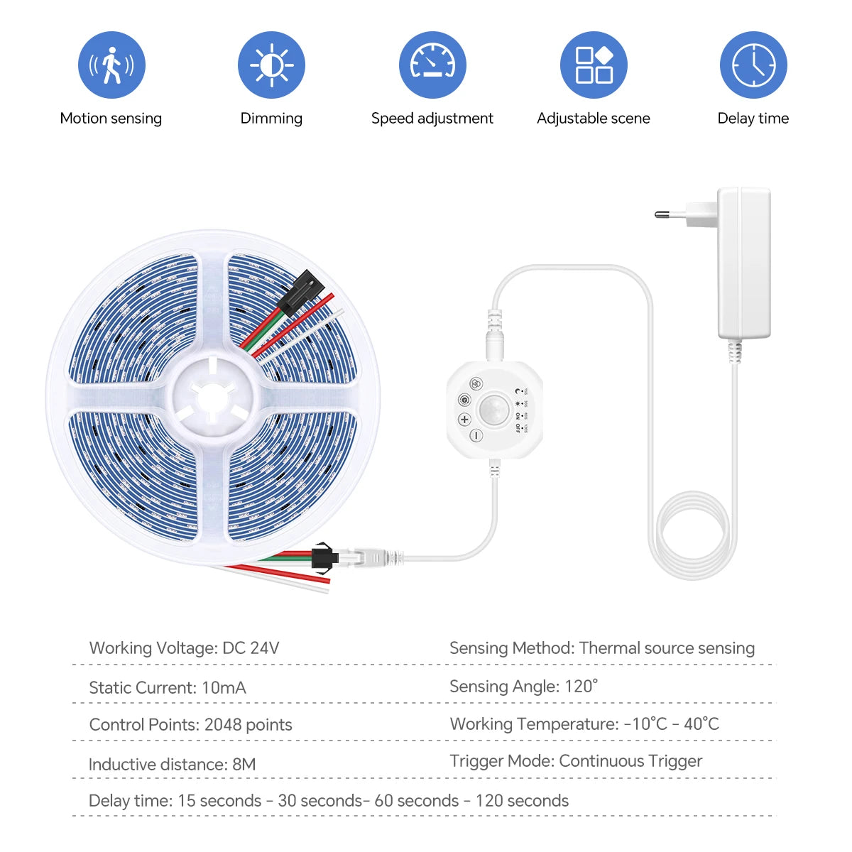 Smart Motion Sensor WS2811 LED Strip Light Auto On/Off