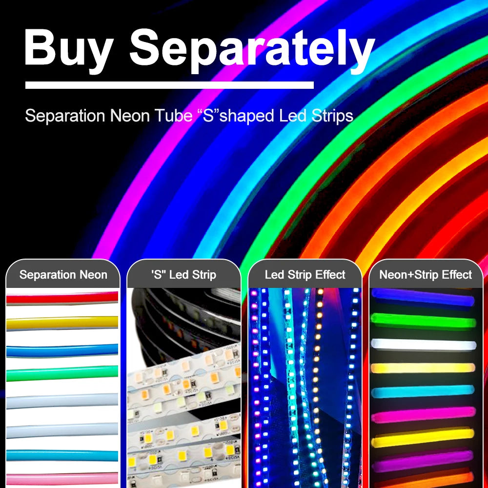 12Colors Separate Silicone Neon Strip Flexible Soft Bendable