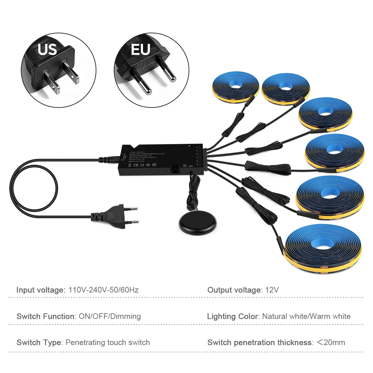 Touch Dimmable Black PCB LED Strip Light COB Tape