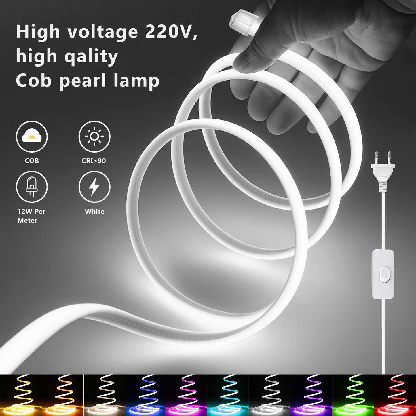 AC 220V COB LED Strip Flexible LED Tape Ribbon Rope