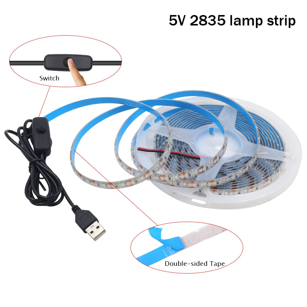 LED Strip Light USB 60Leds/m Flexible Led Tape for Room Decor