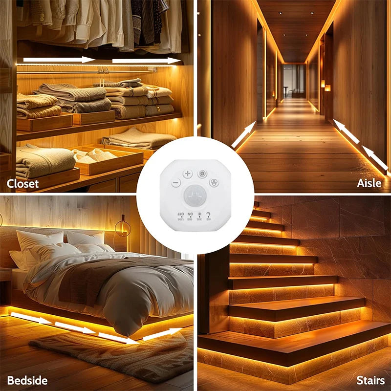 Sensor Stair Lights, Motion Activated Light Strip with Dimmer