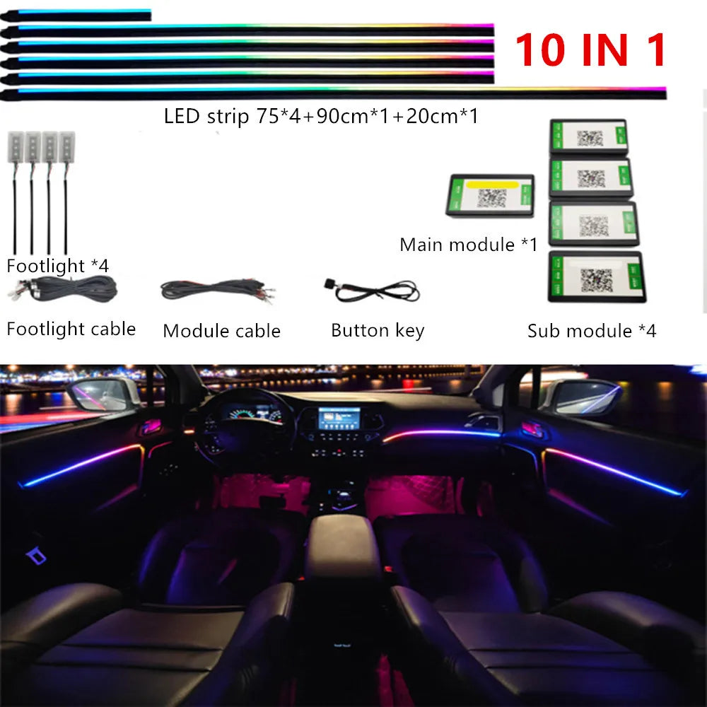 Universal Symphony Car LED Ambient Light 64 RGB Color Car Interior