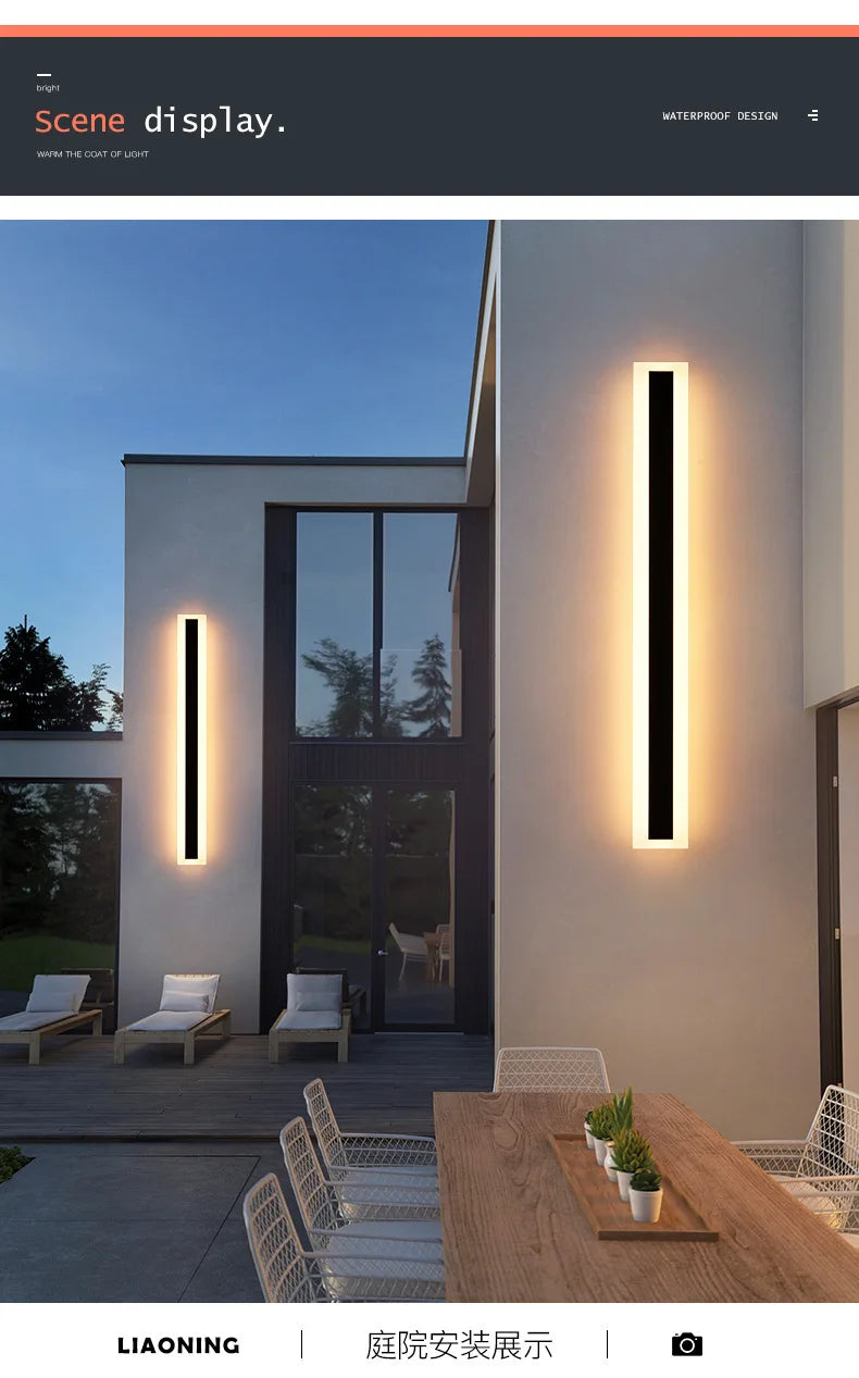 Outdoor Long Strip RGB LED Wall Lamp Remote/Tuya WiFi APP